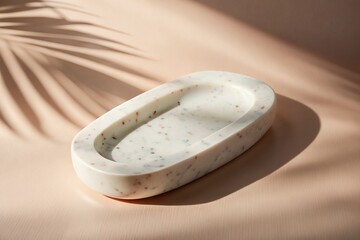 Naklejka premium Elegant Oval Marble Soap Dish Modern Bathroom Accessory