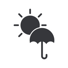 Isolated pictogram sign : use of umbrellas or other shiledagainst heat exposure and UV rays
