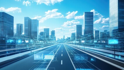 Fototapeta premium Futuristic Cityscape: Highway to Technological Advancement