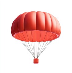 Red Cargo Parachute Descent: A Smooth, Clean 3D Render
