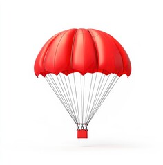 Red Parachute Descent: A Bold Minimalist Illustration