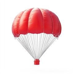 Obraz premium Crimson Parachute: A Vibrant Descent in Rendered Detail