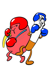 cute kidney sticker beat cigarette cartoon