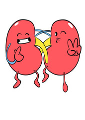 cute kidney sticker best friend illustration cartoon