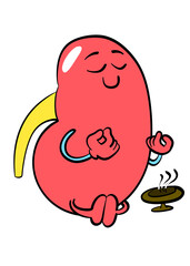 Cute kidney sticker calm meditating cartoon