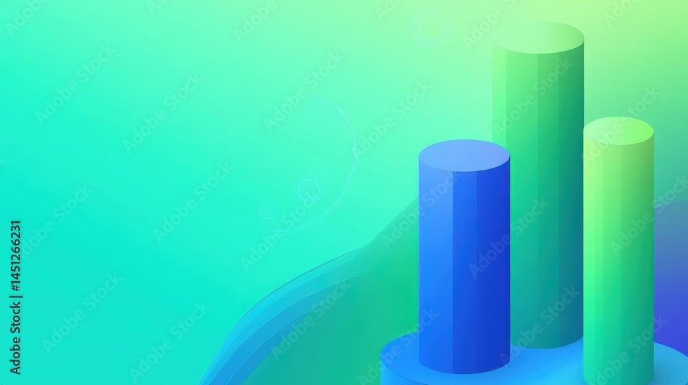 Poster colorful abstract graphical representation of data visualization with cylindrical bars