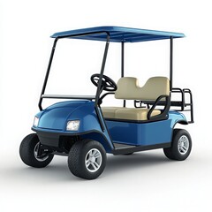 Blue golf cart isolated on white background