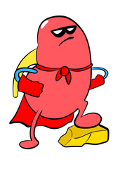 Cute kidney sticker Hero beat kidney stone cartoon