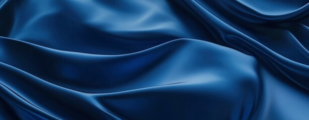 Obraz premium Deep Blue Silk Drapery: Elegant, Luxurious Fabric Texture