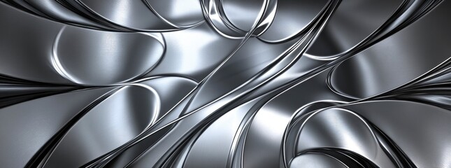 Metallic Abstract Swirls: A Sleek, Silver Art Deco Design