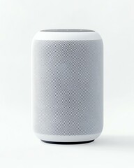 A photorealistic mockup of a blank smart speaker with a display, realistic design, clean white background, soft lighting