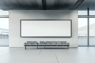 Fototapeta premium A photorealistic mockup of a blank airport departure sign, realistic metal, clean white background, soft lighting