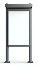 Fototapeta premium A realistic shot of a blank informational kiosk sign, realistic metal, clean white background, soft lighting
