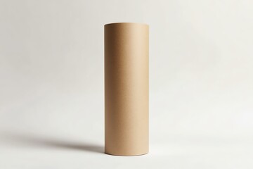 A photorealistic mockup of a blank kraft paper tube, realistic material, clean white background, soft lighting