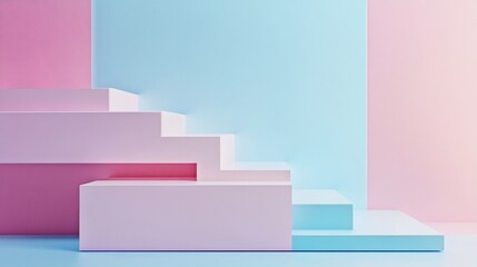Pastel Pink and Blue Abstract Geometric Platform