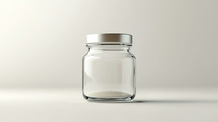 A photorealistic mockup of a blank spice jar with a shaker top, realistic glass, clean white background, soft lighting