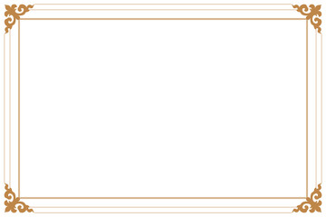 Elements of ornate vintage frames. Border gold on white classic calligraphy swirls, floral motifs. Design print for greeting cards, wedding invitations, restaurant menu, royal certificates. Set 5