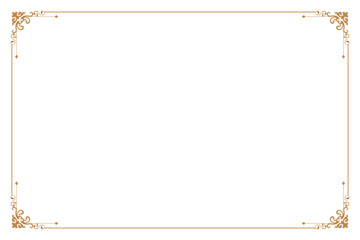 Elements of ornate vintage frames. Border gold on white classic calligraphy swirls, floral motifs. Design print for greeting cards, wedding invitations, restaurant menu, royal certificates. Set 1