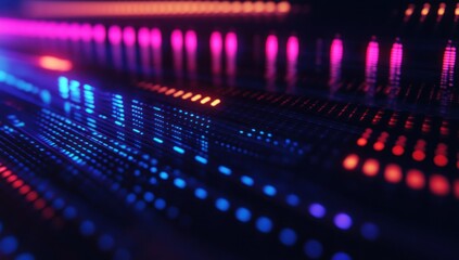 Abstract Neon Lightscape: A Symphony of Digital Colors