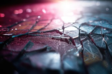 Shattered glass map with cinematic lighting and negative space on left