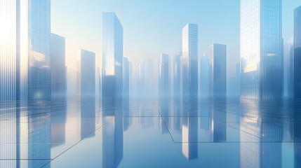 3d illustration of abstract architecture background, geometric architectural with chrome or metallic design, Futuristic city landscape,

