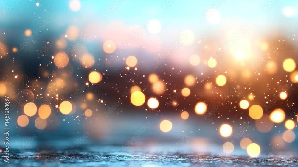 Leinwandbilder dreamy abstract background features bokeh effect shimmering golden lights and sparkling stars over a