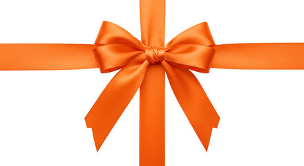 Vivid Orange Gift Ribbon Bow Isolated Present Decoration Festive Element