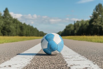 Soccer ball on a road (1)