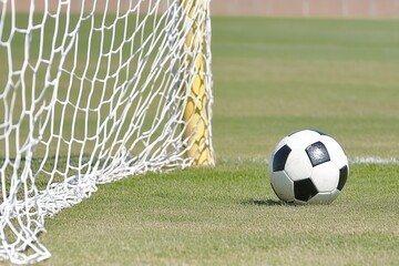 Soccer ball near goal