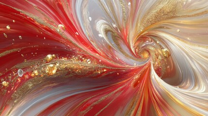 Stunning Red and Gold Abstract Art on red background