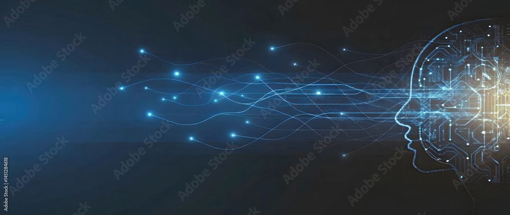 Poster artificial intelligence. human brain.technology web background. virtual concept