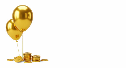 Golden Balloons and Coins for Celebratory and Festive Themes
