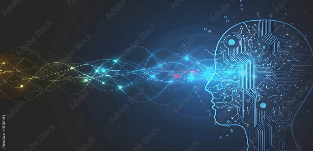 Aufkleber artificial intelligence. human brain.technology web background. virtual concept