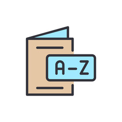 Dictionary colored icons, minimalist vector illustration ,simple transparent graphic element .Isolated on white background