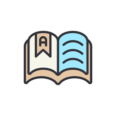 Dictionary colored icons, minimalist vector illustration ,simple transparent graphic element .Isolated on white background