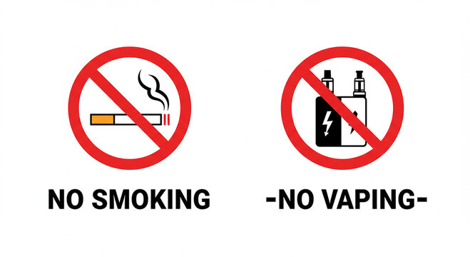 No Smoking Sign, No Vaping Poster, Smoke-Free Zone Notice, Vaping Prohibited Sign, Anti-Smoking and Vaping Label.

