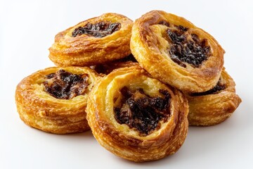 Freshly baked pastries with rich filling stacked on a clean surface, ideal for dessert displays