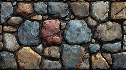 Obraz premium Close-up view of a textured stone wall.