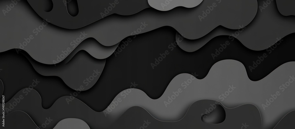 Aufkleber intricate interplay of layered monochromatic paper shapes creating depth