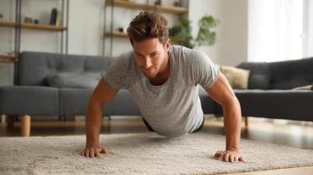 A man doing push-ups at home