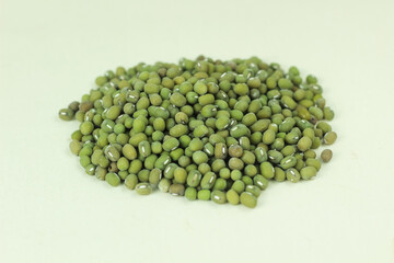 Close up of mung bean seeds isolated on white background.