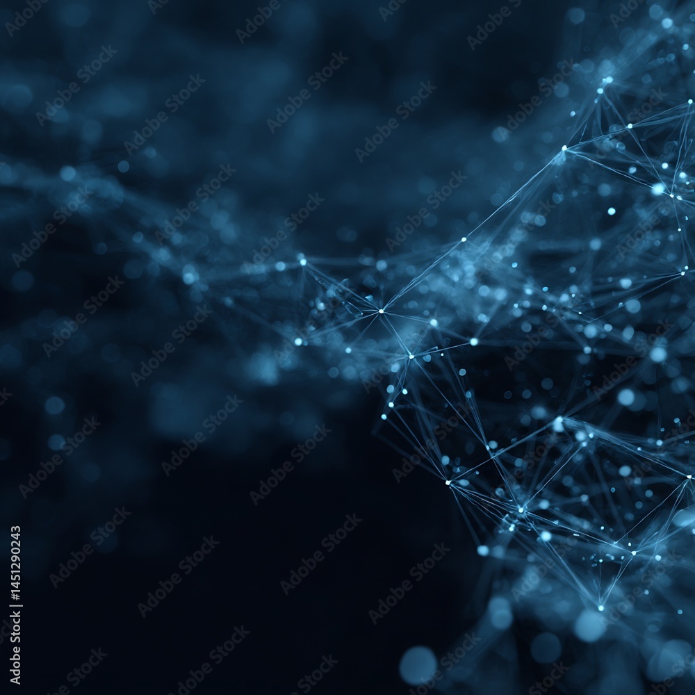 Aufkleber abstract network connection with luminous dots and lines, digital technology
