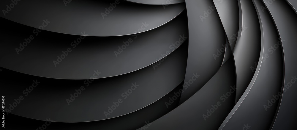 Poster abstract composition featuring elegant overlapping dark curves and shadows