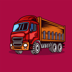Heavy Equipment Vehicle Red and Orange Dump Truck