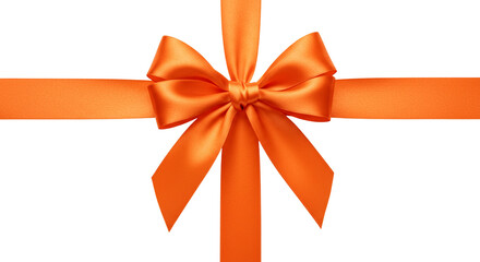 Fototapeta premium Single Orange Bow Isolated Gift Ribbon Decoration Present Festive