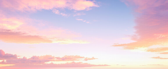 Pastel sky with clouds in shades of pink blue and yellow at sunset. luxurious premium sunset and sunrise photo collection for background