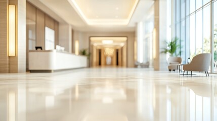 Sleek contemporary hotel lobby featuring polished marble floors and modern decor