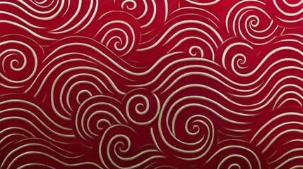 Red and Silver Abstract Wave Pattern Design on red background