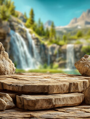 Serene Waterfall Landscape Product Display
