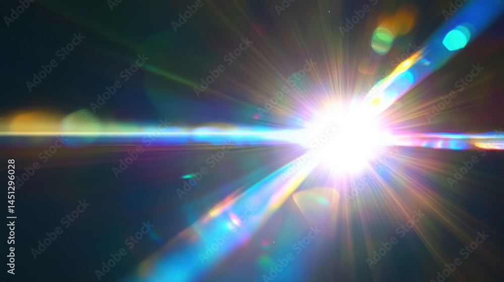 Poster radiant light explosion with spectral hues and a luminous dynamic display